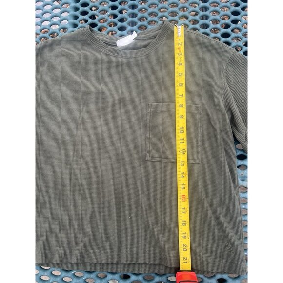 Cozy Earth army green waffle knit short slv tshirt M comfy oversized bamboo - Picture 6 of 9